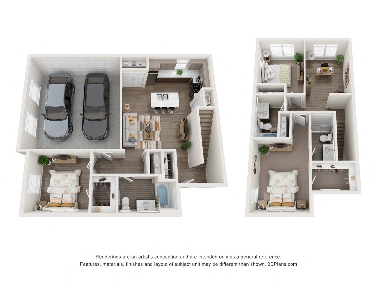 Floor plan for 3 beds, 3 baths, 1578 sqft